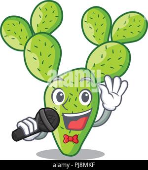 Singen schöne Opuntia Kakteen im Garten Stock Vektor