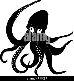 Cartoon Octopus. Silhouette von Meereslebewesen. Vector Illustration. Stock Vektor