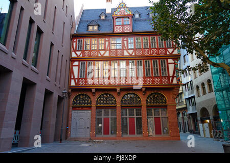 Markt 5, Goldene Waage, Anwesen eines niederländischen Glaubensflüchtlings, Stadthaus am Markt, Dom-Römer-Projekt, Neue Frankfurter Altstadt Stockfoto