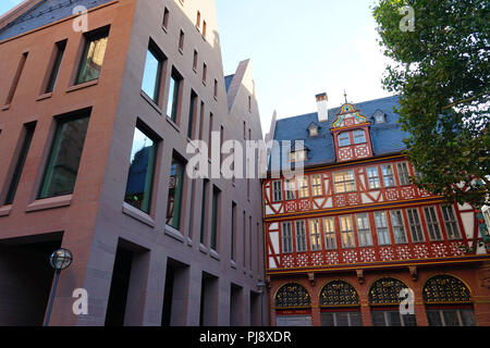 Markt 5, Goldene Waage, Anwesen eines niederländischen Glaubensflüchtlings, Stadthaus am Markt, Dom-Römer-Projekt, Neue Frankfurter Altstadt Stockfoto