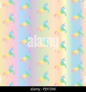 Vector Abbildung: nahtlose Muster von Rainbow Einhörner auf Pastell rainbow Hintergrund. Einhorn Textur Stock Vektor