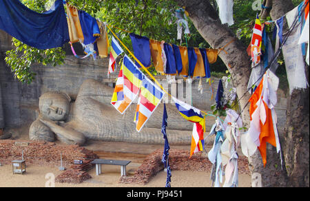 Riesige liegenden Buddha Statue in Polonnaruwa, Sri Lanka Stockfoto