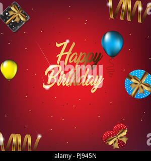 Alles Gute zum Geburtstag Feier Hintergrund mit roten, gelben und blauen Ballon Stockfoto
