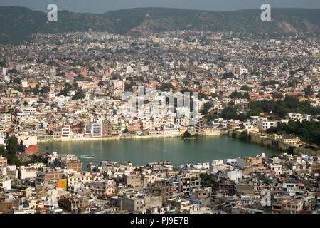 Hohe Betrachtungswinkel der Tal Katora See und Jaipur, Rajasthan, Indien Stockfoto