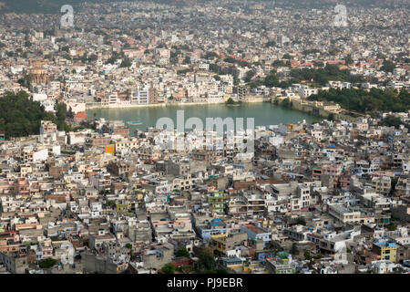 Hohe Betrachtungswinkel der Tal Katora See und Jaipur, Rajasthan, Indien Stockfoto