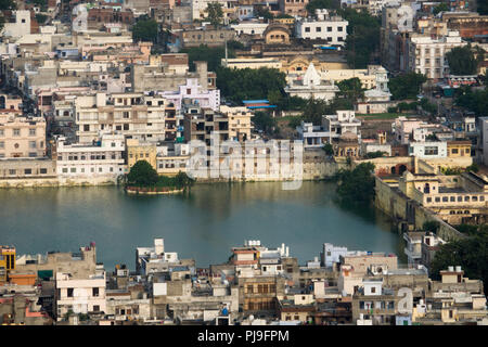 Hohe Betrachtungswinkel der Tal Katora See und Jaipur, Rajasthan, Indien Stockfoto