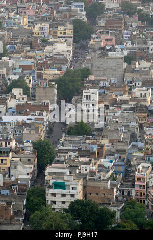 Hohe Betrachtungswinkel von Jaipur, Rajasthan, Indien Stockfoto