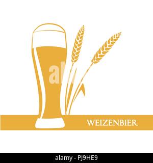 Ein Glas Weißbier auf weißem Hintergrund Vektor-illustration EPS 10 isoliert Stock Vektor