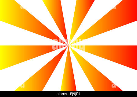 Abstrakte sunburst Muster, Farbverlauf rot, orange und gelb ray Farben auf weißem Hintergrund. Stockfoto