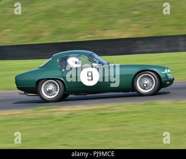 David Beatty, Lotus Elite, Jack Fairman Schale, Jaguar XK Herausforderung, Hawthorne Herausforderung, Aston Martin Owners Club Racing, Snetterton, Norfolk, England, Stockfoto