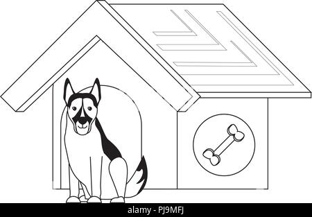 Hund Haus mit niedlichen Deutscher Schäferhund Symbol auf weißem Hintergrund, Vector Illustration Stock Vektor