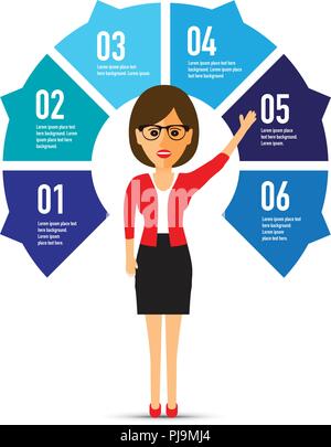 Frau vor einem Diagramm Stock Vektor