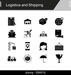 Logistik und Versand Symbole. Design für die Präsentation, Grafik Design, Mobile, Web Design, Infografiken. Vector Illustration. Stock Vektor