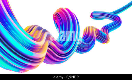 3D-flüssiger Form design Element in die holographische Neon Farben für Weihnachten Hintergründe. Stockfoto