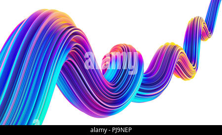 3D-Flüssigkeit Design verdrehte Form im holographischen Neon Farben für Weihnachten Hintergründe. Stockfoto