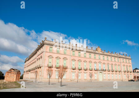 Fassade des Königspalastes. Riofrio, Segovia Provinz Kastilien-Leon, Spanien. Stockfoto