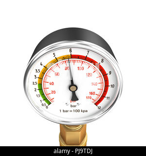 3D-Rendering des klassischen Manometer auf weißem Hintergrund Stockfoto