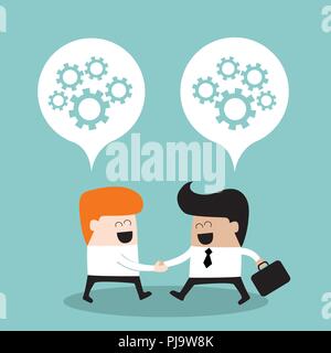 Geschäft Leute die Hände schütteln und denken über ihre Partnerschaft Erfolgreiches Geschäftskonzept Stock Vektor