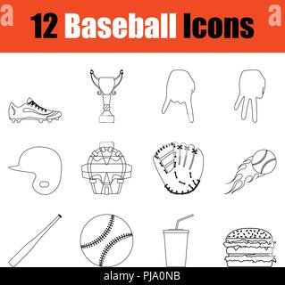 Baseball Icon Set. Thin Line Design. Vector Illustration. Stock Vektor