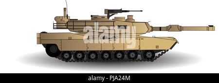 Abrams Kampfpanzer Vector Illustration. Dies ist der Kampfpanzer der amerikanischen Armee. Auf weissem Hintergrund. Stock Vektor