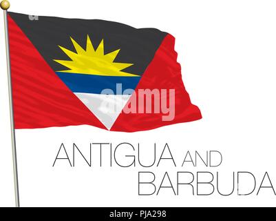 Antigua und Barbuda Flagge auf dem weißen Hintergrund Stock Vektor