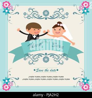 Paar Hochzeit Karte Stock Vektor