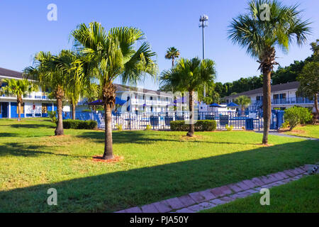 Orlando, Florida - 8. Mai 2018: Rodeway Inn Maingate Resort oder Hotel in Orlando, Florida, USA Stockfoto