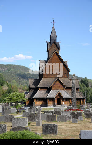 13. Jahrhundert Stabkirche in Heddal In Notodden Gemeinde, Telemark, Norwegen. Stockfoto