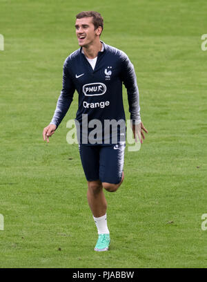 05. September 2018, Deutschland, München: Antoine Griezmann aus Frankreich nimmt Teil an der abschließenden Training. Die Deutsche Nationalmannschaft wird gegen die Nationalmannschaft von Frankreich am 6. September 2018 spielen. Foto: Sven Hoppe/dpa Stockfoto