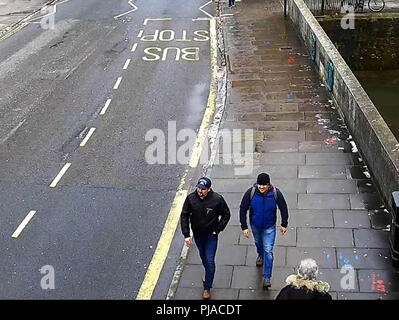 Russische Staatsangehörige Alexander Petrov und Ruslan Boshirov, beide über 40 Jahre alt, die in direktem Zusammenhang mit der Salisbury Novichok Angriff und Amesbury Untersuchung wollte. Die Polizei hat heute diese Bilder der Verdächtigen veröffentlicht. Bilder, die durch Urheberrecht der Metropolitan Police Kredit- und freigegeben: Met Polizei über Dorset Media Service/Alamy leben Nachrichten Stockfoto