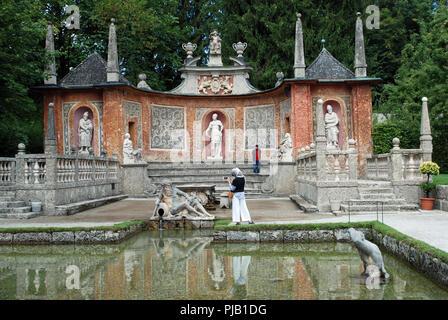 Das Wasser die Gärten des Schlosses Hellbrunn bei Salzburg, Österreich Stockfoto