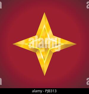 Star Vektor realistische metallic Golden isoliert Gelb 3D-Darstellung Stock Vektor