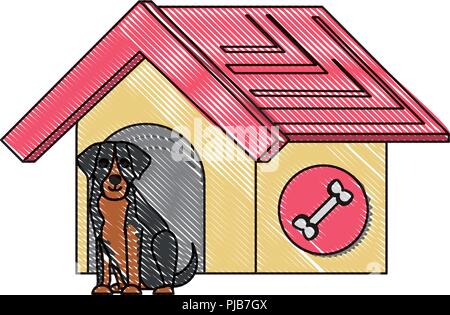 Hund Haus mit niedlichen Dobermann Symbol auf weißem Hintergrund, Vector Illustration Stock Vektor