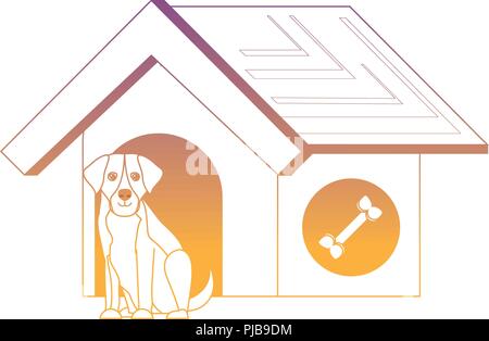 Hund Haus mit niedlichen Dobermann Symbol auf weißem Hintergrund, Vector Illustration Stock Vektor