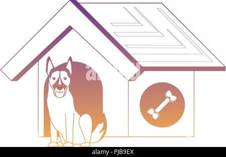 Hund Haus mit niedlichen Deutscher Schäferhund Symbol auf weißem Hintergrund, Vector Illustration Stock Vektor
