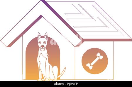 Hund Haus mit niedlichen Dobermann Symbol auf weißem Hintergrund, Vector Illustration Stock Vektor