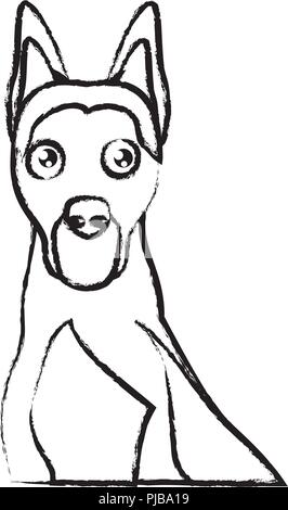 Süße Dobermann hund Symbol über Hintergrund, Vector Illustration Stock Vektor