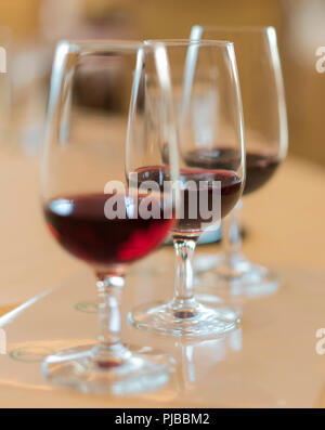 Weinkunde Verkostung von großen Jahrgang Rotwein Jahrgänge Stockfoto