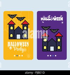 Happy Halloween Einladung Design mit gejagt Haus Vektor Stock Vektor