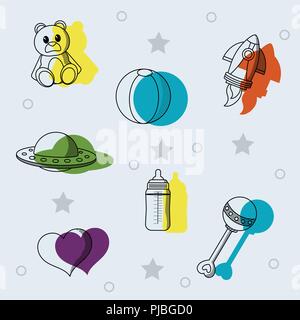 Set von baby Spielzeug doodles Stock Vektor