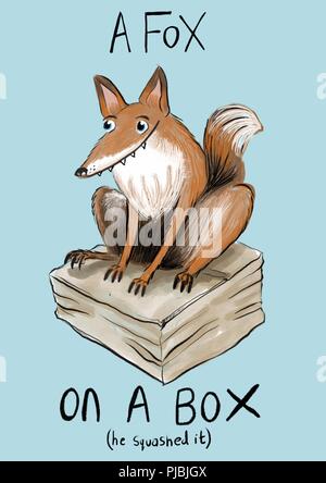 Ein Fuchs auf einer Box Stockfoto