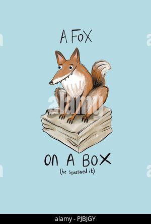Ein Fuchs auf einer Box Stockfoto