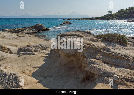 Marine Orange Beach Kavourotripes in Halbinsel Sithonia, Chalkidiki, Zentralmakedonien, Griechenland Stockfoto