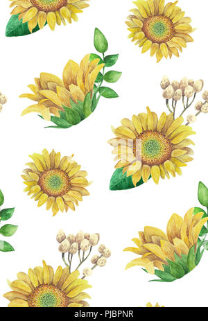 Sonnenblumen Muster. Aquarell rustikalen Floral. Land Blumen Stockfoto