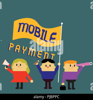 Schreiben Hinweis Übersicht Mobile Payment. Business foto Präsentation bargeldlose Zahlung durch tragbare elektronische Geräte. Stockfoto