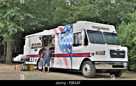 Usa Maryland Army National Guard (MDARNG) 629th Military Intelligence Battalion, 58th Expeditionary Military Intelligence Brigade (EMIB) feierte ihren 1. jährlichen organisatorische Tag bei Granville Gude Park in Laurel, MD, am 15. Juli 2018. Stockfoto