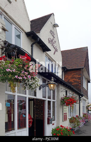 Fenster "Feld mit bunten Blumen an der Außenseite von einem typisch britischen Pub, das Schiff Pub in Bawtry Yorkshire Stockfoto