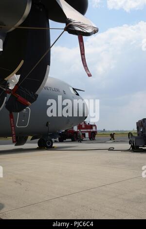 Ansicht der türkischen Airbus A400M während der 424Th Air Base Squadron 'Fire Fighter, Chièvres Air Base, Belgien, 12. Juli 2018. Stockfoto