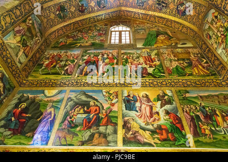 Die Islamische Republik Iran. Isfahan, New Julfa. Die vank, aka der heiligen Erlöser Kathedrale oder Kirche der Heiligen Schwestern. Interieur. Stockfoto
