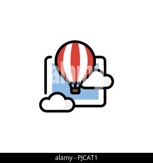 Roter und weißer Heißluftballon in den Wolken Stockfoto